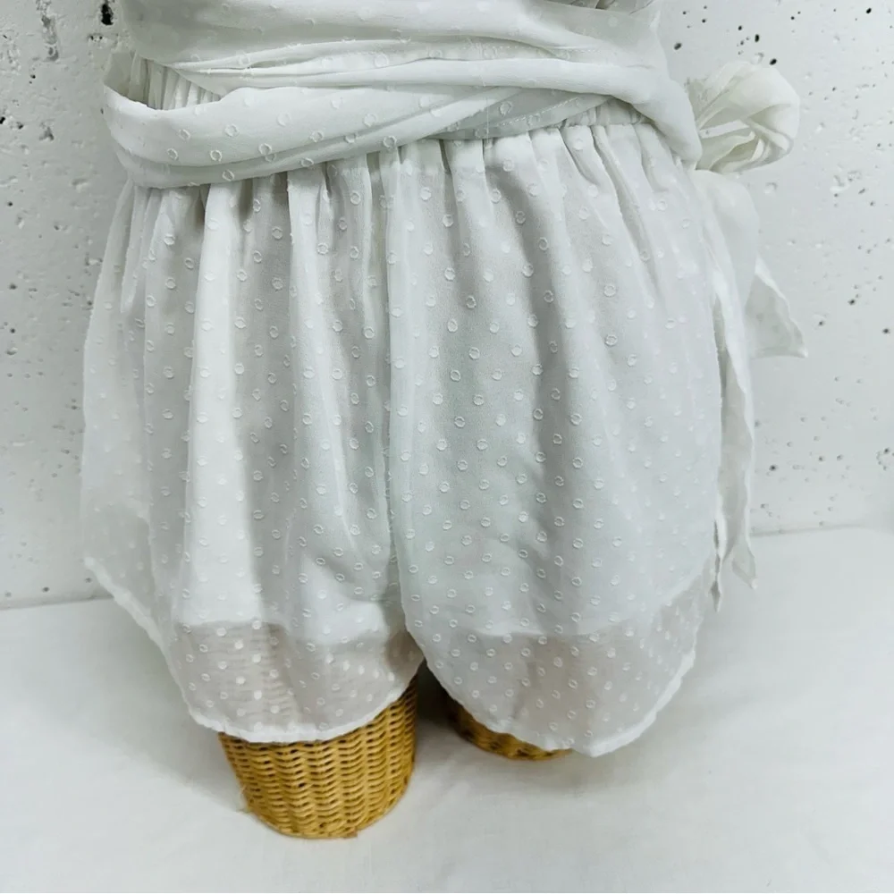 Showpo Size 2 California Sunset White Swiss Dot Criss Cross Back Playsuit